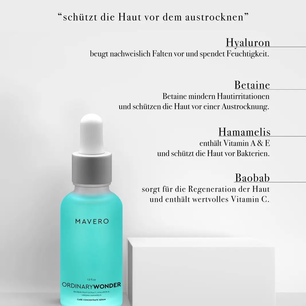 Glatte und strahlende Haut nach Anwendung des ORDINARYWONDER Serums